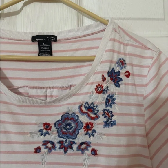 RXB Pink and White Striped Floral Top - Picture 6 of 9